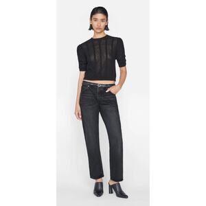 FRAME Le Slouch Pompei Black Jeans Size 27 Black Gray Straight Leg Denim